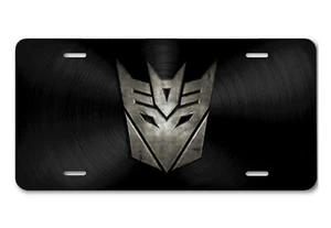 Transformers ART Decepticon logotipo de metal de pistola negro aluminio etiqueta de matrícula de automóvil - Imagen 1 de 3