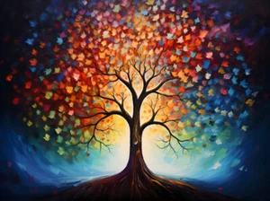 Blooming Tree Abstract Canvas Art -Home Decor Wall Art Poster Prints Painting 12 - Picture 1 of 9