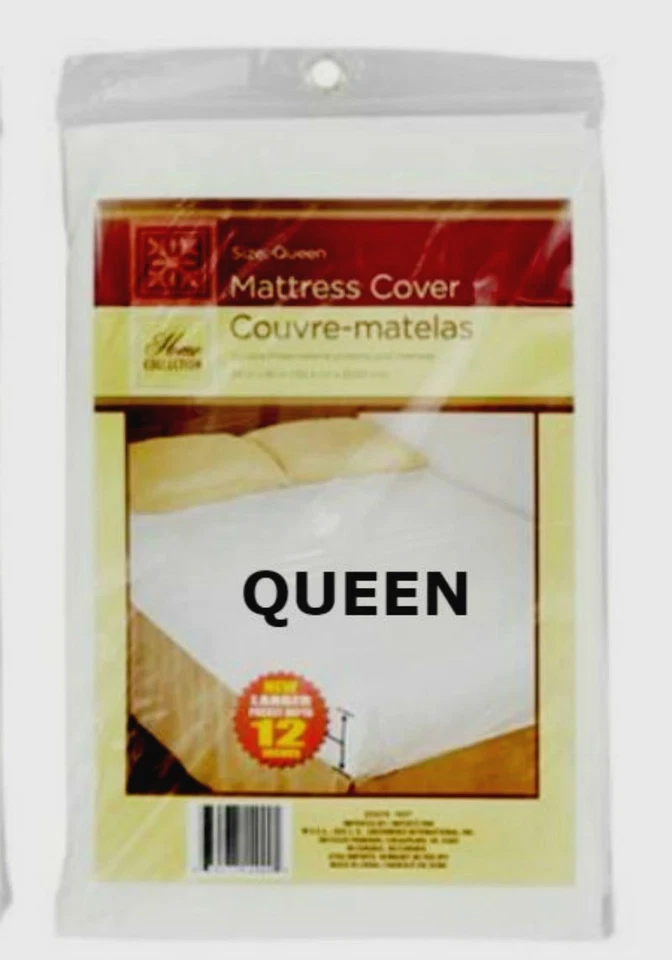 Home Collection Queen Size Mattress Cover 12 Inch Pockets White Fitted