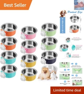 2 Pieces Crate Dog Food Bowls, Removable Stainless Steel Hanging Puppy Kennel... - Picture 1 of 8