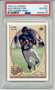 1992 UPPER DECK HEROES 1977 CAREER YEAR #21 WALTER PAYTON CARD BEARS PSA 10 RARE - Bild 1 von 2