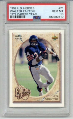 1992 UPPER DECK HEROES 1977 CAREER YEAR #21 WALTER PAYTON CARD BEARS PSA 10 RARE - Изображение 1 из 2