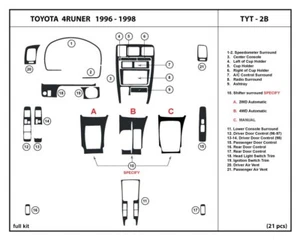 Interior Real Carbon Fiber Dash Trim Kit for Toyota 4Runner 1996-1998 - Picture 1 of 1