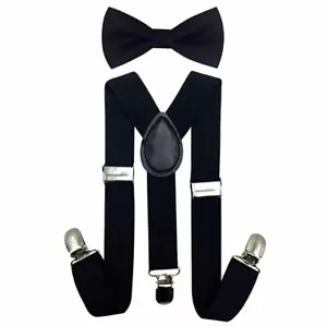 Black Color toddler bow tie and suspenders set for baby, 5 to 6 years old boy - Picture 1 of 7