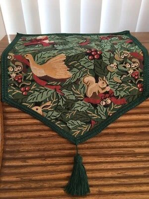 Tapisserie Tapestry Renaissance Woven Wintery Holiday Squirrel Festive 17” X 18” - Image 1 of 4