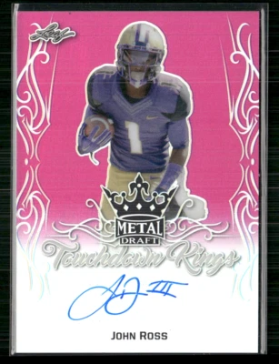 John Ross 2017 Leaf Metal Draft Pink Touchdown Kings Auto 13/15 - Image 1 of 2