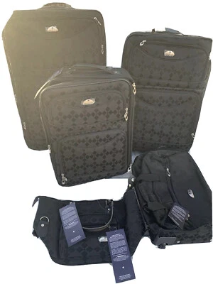American Flyer Argyle Jacquard -5PC Luggage set -Black - Image 1 of 4