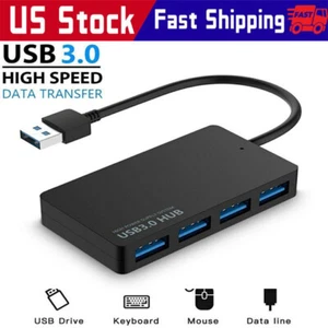 4 Port USB 3.0 Hub Cable Power Adapter Splitter Multiple Extender for Laptop - Picture 1 of 13