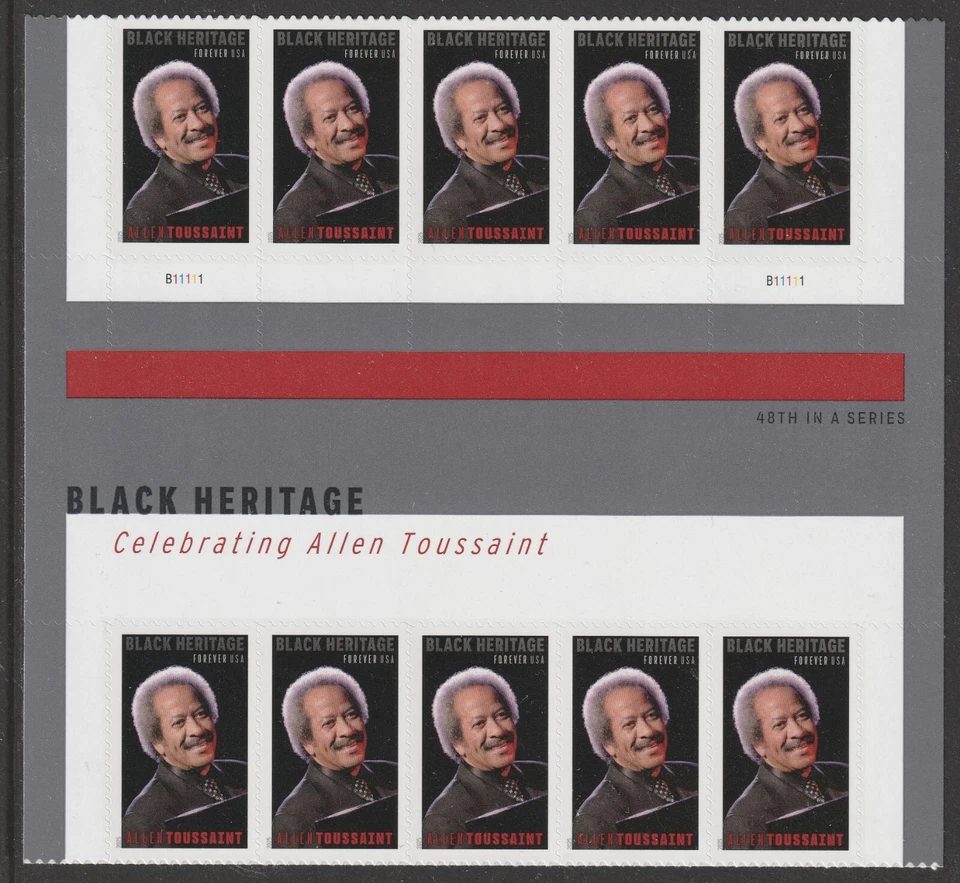US 5957 Black Heritage Allen Toussaint F header gutter block 10 MNH 2025 - Image 1 of 1