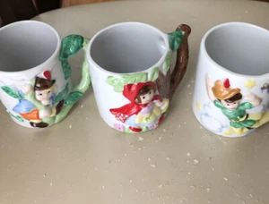 3 JSNY Fairy Tale Mugs Peter Pan Red Riding Hood Jack & The Beanstalk Taiwan - Picture 1 of 6