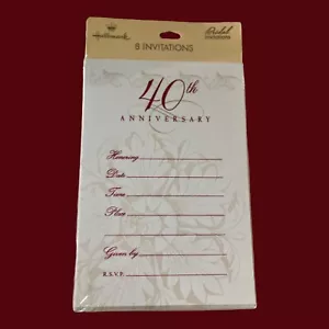 Hallmark 40th Anniversary Party Invitations Invites Supply 8-pack (21 Available) - Picture 1 of 3