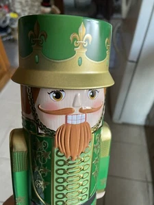 Nutcracker Green Gold Tin Empty 12” “The Silver Crane Co” Empty Metal Tin - Picture 1 of 10