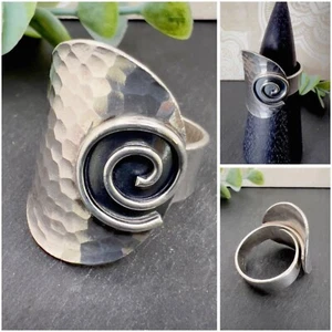 Ring Spirale schwarz pattiniert gedengelt massiv Silber 925 anpassbar dehnbar - Bild 1 von 11