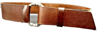 Silpada Designs Italian Leather Belt Silver Buckle   Medium ~33" to 35" - Image 1 of 4