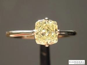 0.70ct Yellow VS2 Cushion Cut Diamond Ring R6873 Diamonds by Lauren - Picture 1 of 9