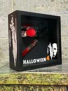 Halloween 4 IV Jamie Lloyd Michael Myers Mask & Real Scissors Display Shadow Box - Picture 1 of 5