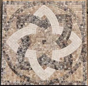Travertine Mosaic Medallion 24x24 Inch Mesh Mounted For Floor Or Wall - Picture 1 of 2