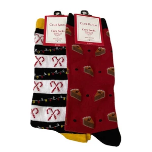 Club Room Men Holiday Crew Socks 2 Pairs Multi One Size - Picture 1 of 1