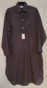 Christian Dior Long PJ Sleep Shirt NWT Men S/M Long Sleeve Navy Blue/Red Pattern - Picture 1 of 4