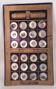 24 Abalone Shell Buttons Store Card Antique Iridescent White Smokey Mint #2 - Picture 1 of 4