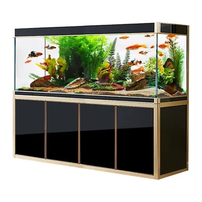 220-Gallon Tempered Glass Aquarium – Black & Gold, Complete All-in-One Setup - Image 1 of 4