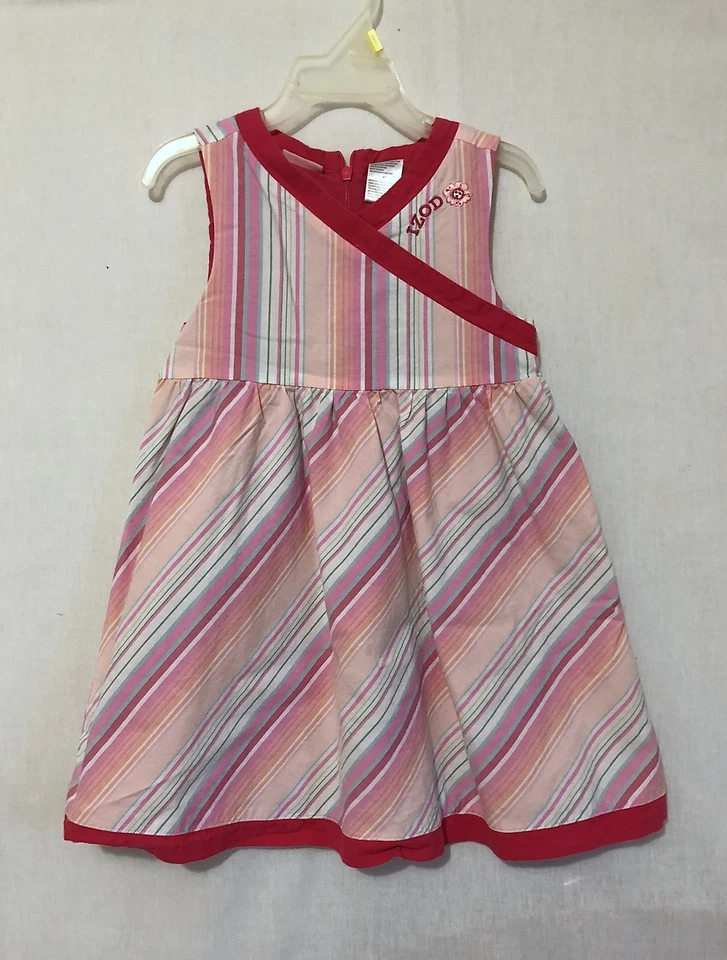 Girls size 4T Sleeveless summer dress by Izod pink pastels cotton poly - Изображение 1 из 1