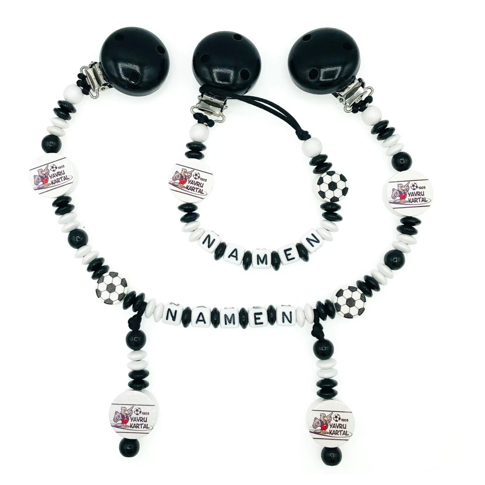 Set Schnuller- und Kinderwagenkette mit ihren Wunschnamen❤️ für BESIKTAS Fan ❤️ - Bild 1 von 1