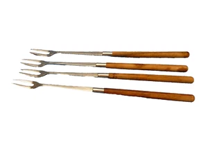 Juego de 4 horquillas de fondue vintage de acero inoxidable Mid-Century de 11" - Imagen 1 de 9