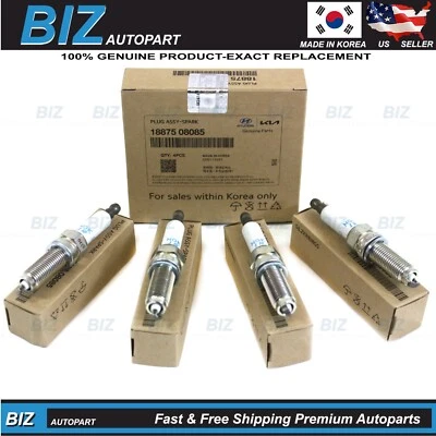 Genuine Spark Plugs 4PCS for 2020-2025 Hyundai Kia 1.6L Models 18875-08085 - Image 1 of 4