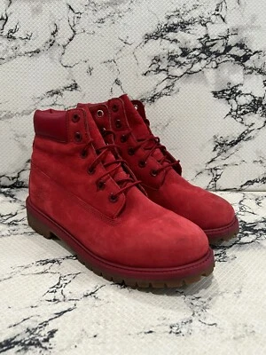 Timberland Botas Impermeables Premium Rojo Nubuck Niños Jóvenes Talla 6.5 A13HV 3730 Foto 1 de 4