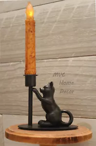 Neu Katzenkegel Kerzenhalter rustikal Bauernhaus verspielt schwarz Katze - Bild 1 von 4