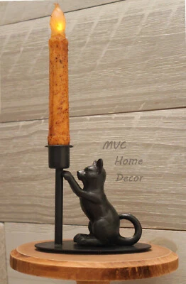 Nuevo Candelabro Cónico Gato Rústico Granja Divertido Gato Negro Foto 1 de 4