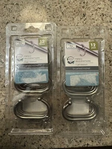 Brushed Nickel Shower Hooks, Set of 12, Zenna Home Rustproof C Shape Lot of 2 - Picture 1 of 1