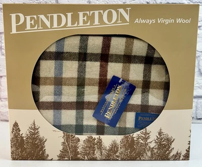 *全新* 复古 Pendleton Lambs Virgin 羊毛毯 54x66 体育场盒 — 第 1/4 张图片