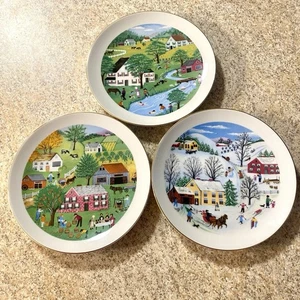 Set of 3-Four Seasons Amish Decorative Plates - Picture 1 of 8
