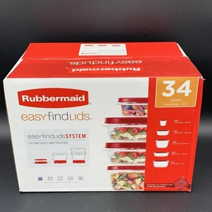 Rubbermaid Contenitori Conservazione Alimenti Coperchio Facile da Trovare 34 Pezzi Set di 3 Coperchi Ventilati Rosso - Foto 1 di 9