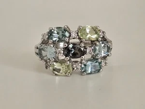 Joseph Esposito ESPO Sterling Silver with Green & Blue Gemstone Ring Size 9 1/4 - Picture 1 of 10