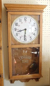 ARTHUR PEQUEGNAT CO. CANADIAN TIMES OAK WALL CLOCK - Picture 1 of 8