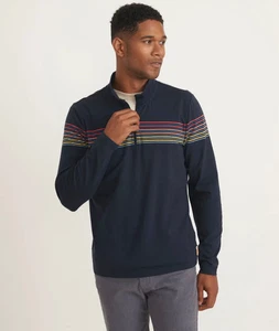 MARINE LAYER Archive 1/4 Zip Pullover Men Large Navy Raglan Long Sleeve Casual - Picture 1 of 8