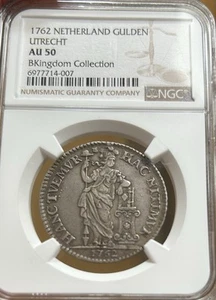 1762 Silver Gulden NETHERLANDS - Holland NGC AU50 Utrecht - Picture 1 of 4