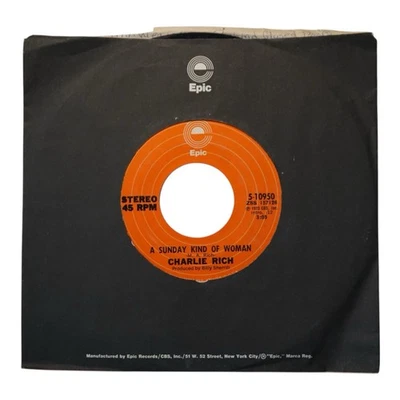 Charlie Rich Behind Closed Doors / A Sunday Kind Of Woman 45 RPM Epic Rec 1973 - Image 1 of 4