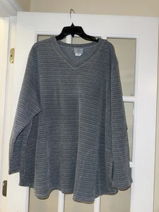 Heiß Baumwolle Damen Slub Tunika Shirt Größe 3XL blau Langarm bequem lässig - Bild 1 von 5