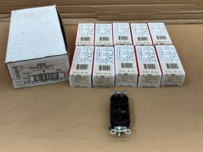 Lot of 10x Pass & Seymour 5252 Duplex Receptacle 15 A 125V Outlet Brown - Image 1 of 4