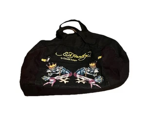 Vintage Ed Hardy Double Panther Black Duffle Bag x Christian Audigier - Picture 1 of 12