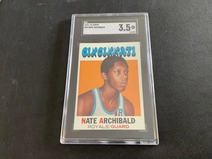 1971 TOPPS BASKETBALL #29 NATE ARCHIBALD RC SGC 3.5 VG+ - Picture 1 of 10