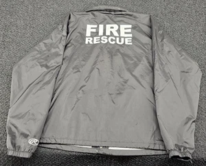 FIRE RESCUE Windbreaker Jacket XL Black Rawlings Snap Button - Picture 1 of 14