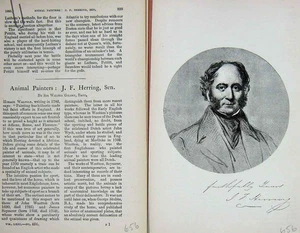 Original Old Antique Print Portrait 1895 Animal Painter J.F Herring Sport 19th - Picture 1 of 1