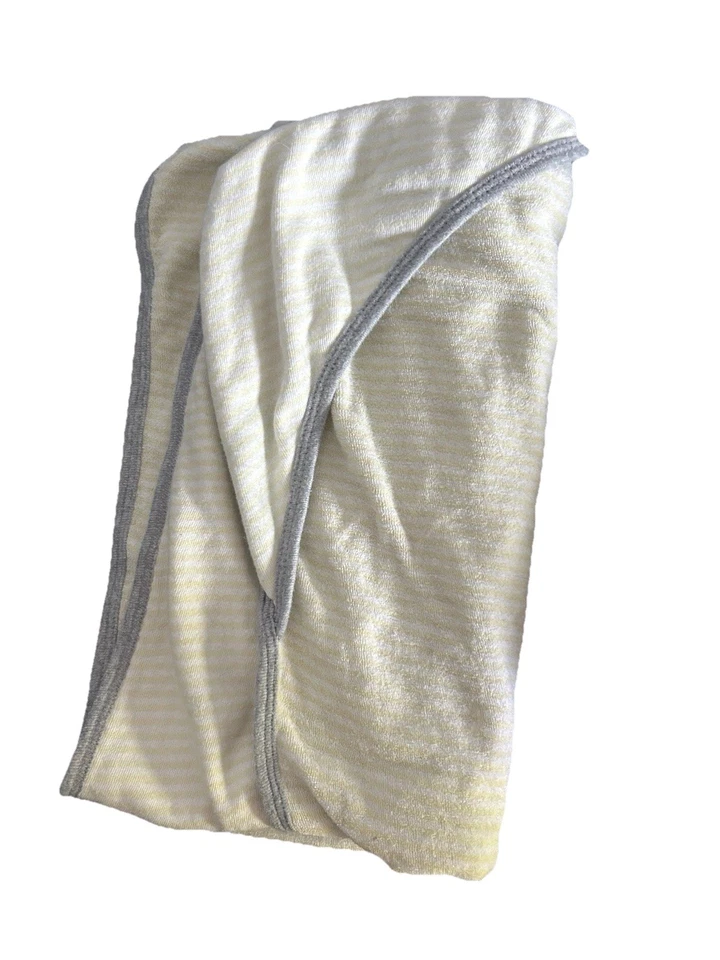 Baby Bath Towel Yellow With White Stripes And Hood - Image 1 of 1