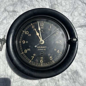Vintage Seth Thomas WWII U.S Navy 12/24 Hour Military Clock With KEY 26008-E - Picture 1 of 19