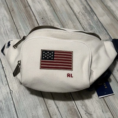 New POLO RALPH LAUREN USA FLAG unisex WAIST FANNY PACK BAG Canvas Crossover - Image 1 of 4